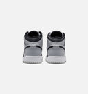 Air Jordan 1 Mid Grade School Lifestyle Shoe - White/Light Smoke Grey/Black